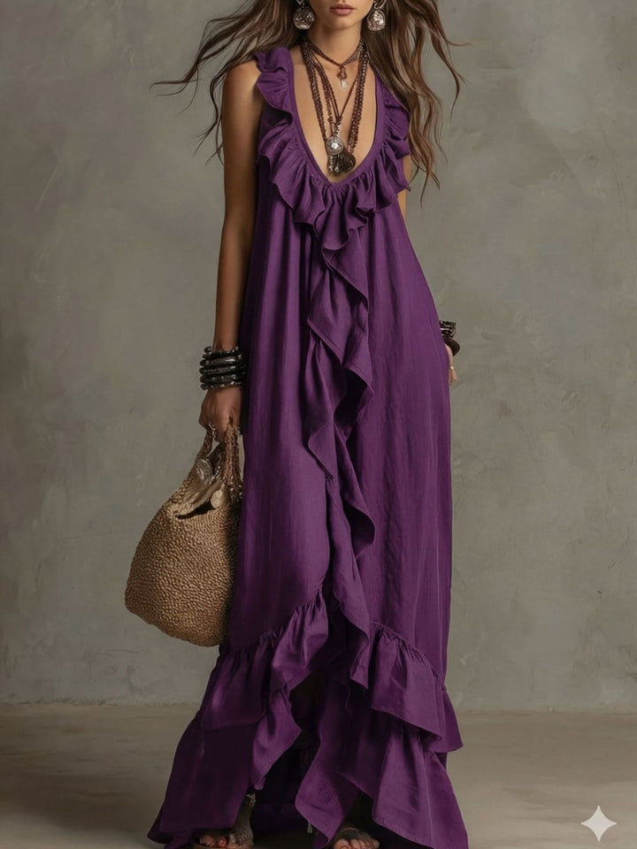 Alessia White Ruffle Maxi Dress