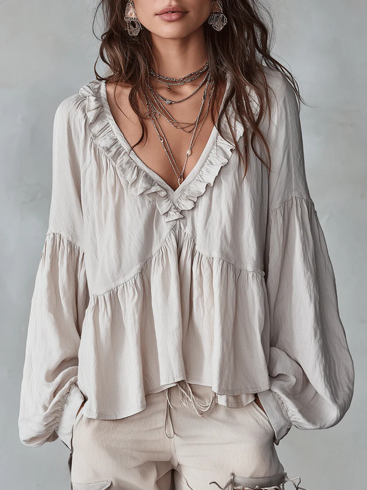 Yara White Ruffle Resort Blouse