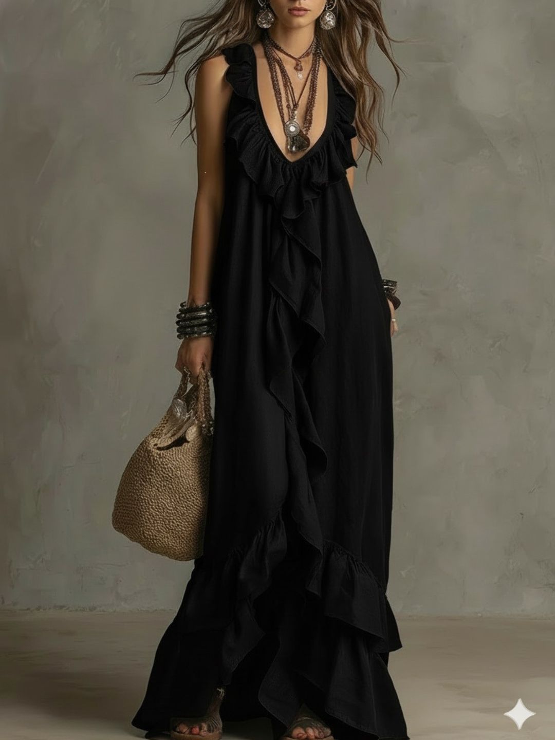 Alessia White Ruffle Maxi Dress