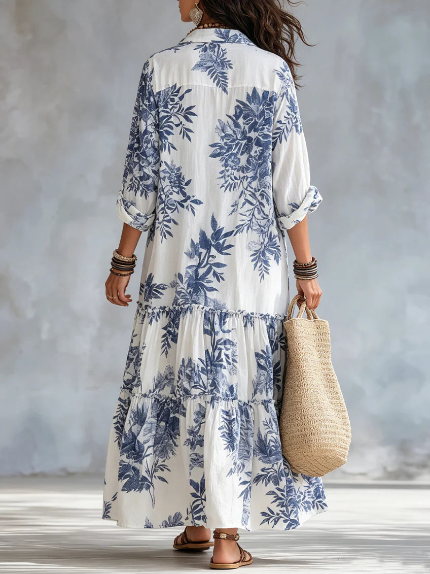 Chiara Blue Floral Shirt Dress