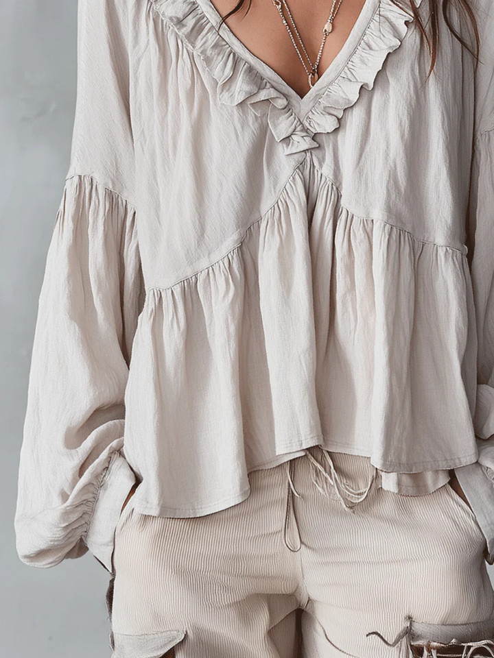 Yara White Ruffle Resort Blouse
