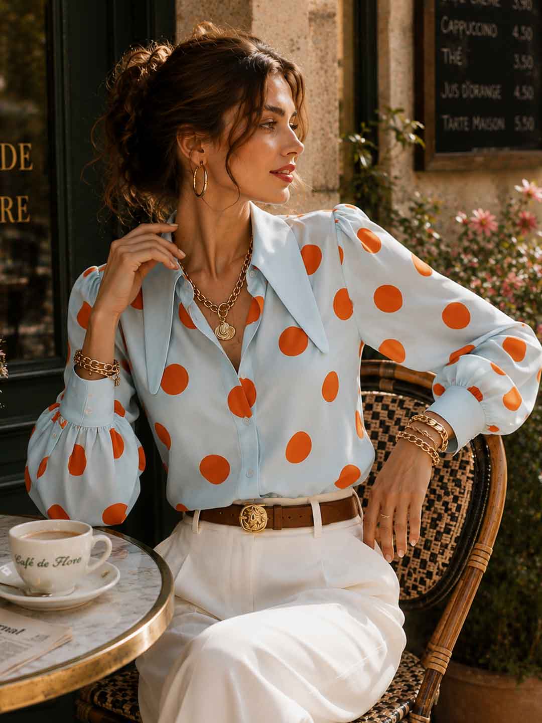 Capri Polka-Dot Button Shirt