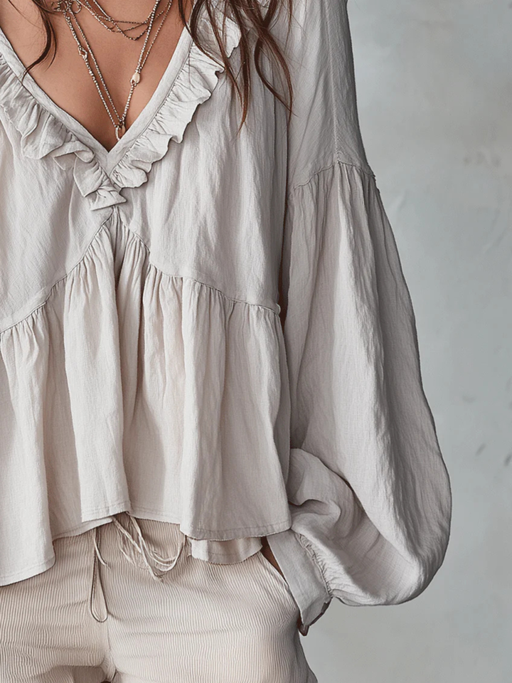 Yara White Ruffle Resort Blouse