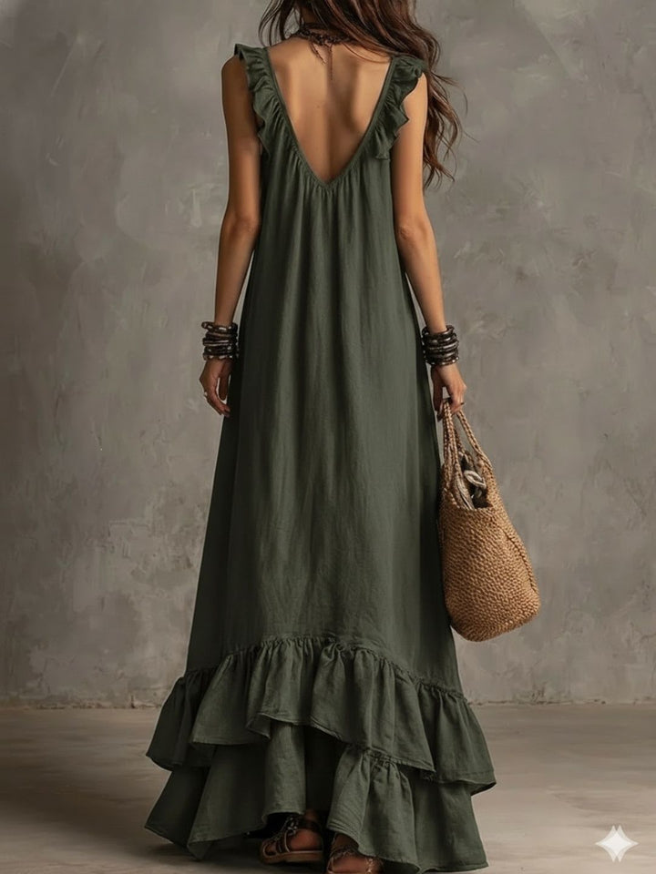 Alessia White Ruffle Maxi Dress