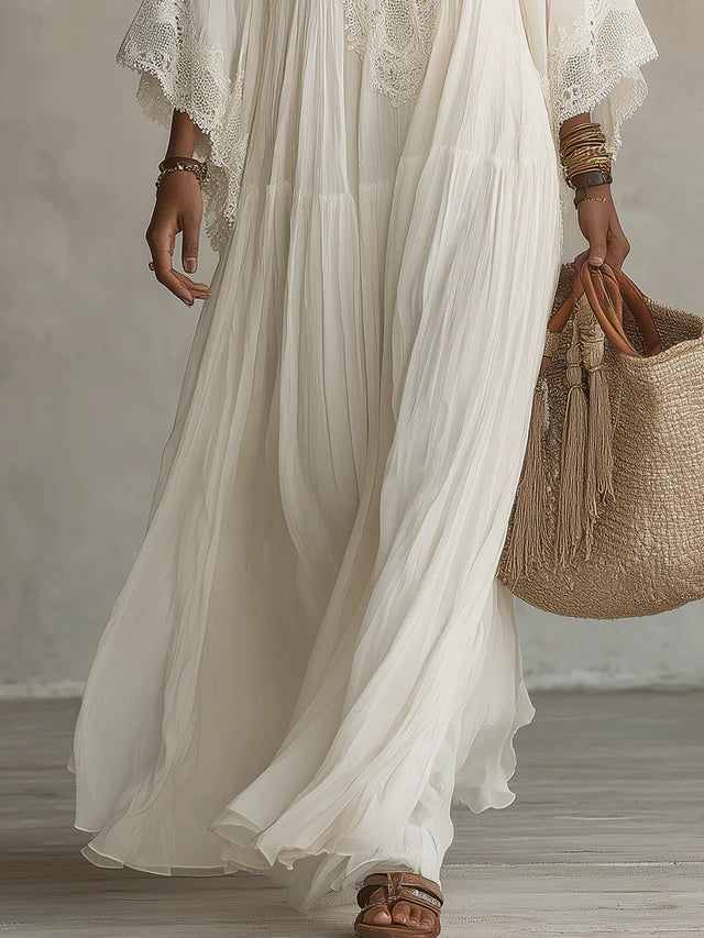 Solene White Lace Maxi Dress