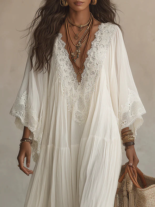 Solene White Lace Maxi Dress