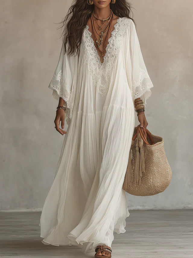 Solene White Lace Maxi Dress