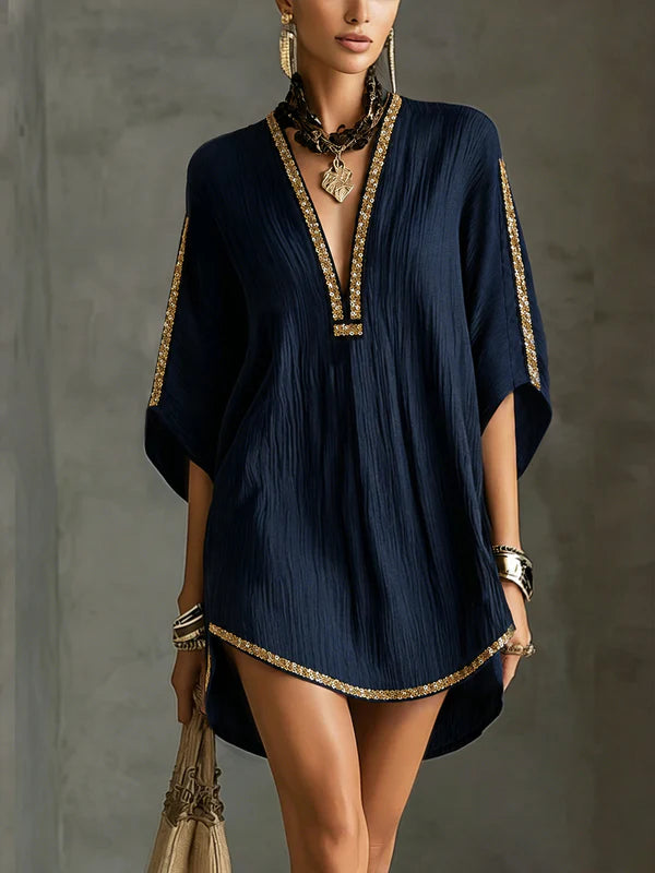 Estella Black Relaxed Tunic Cover-Up Dress