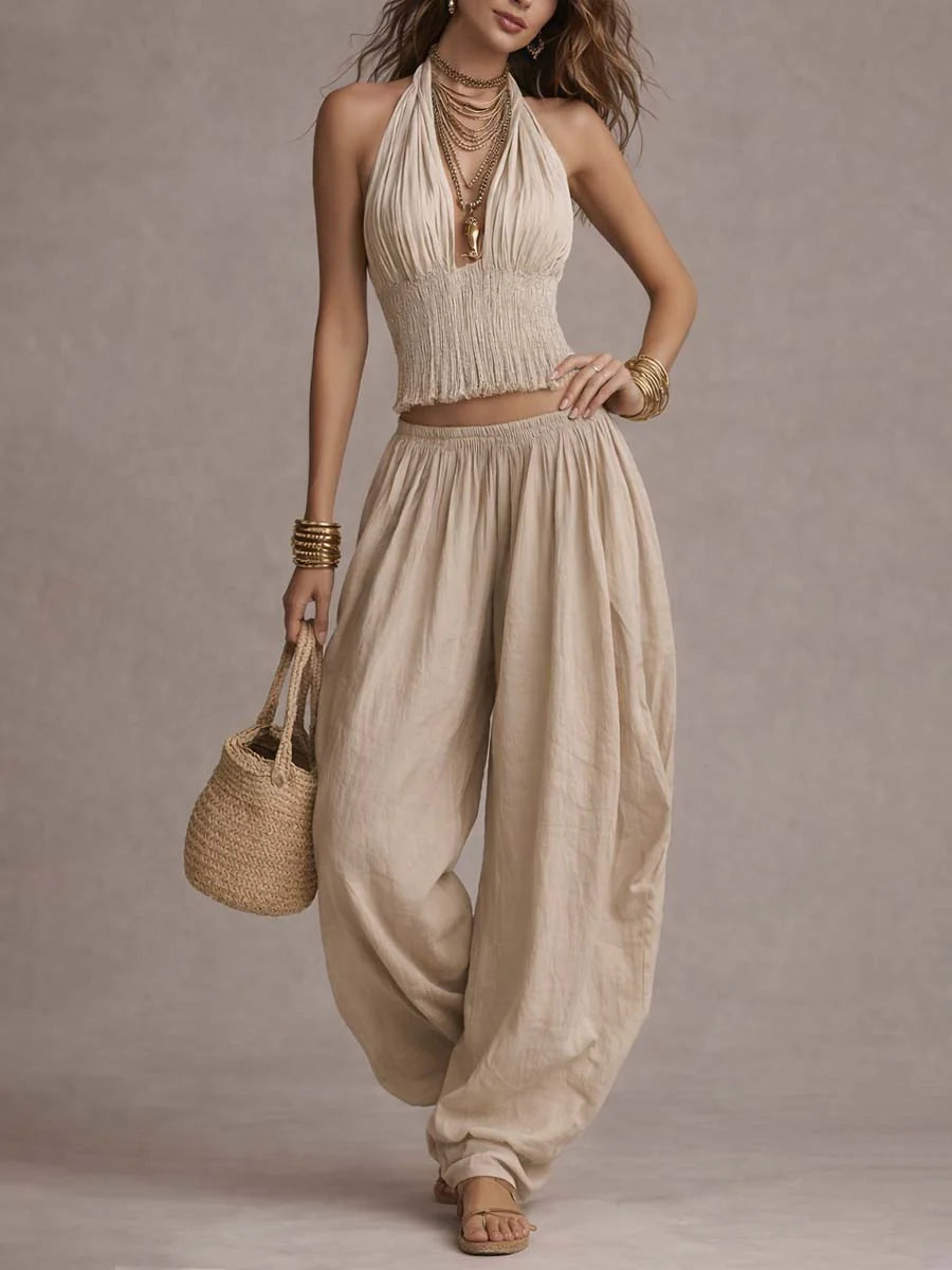 Nerina Ivory Halter Pants Set