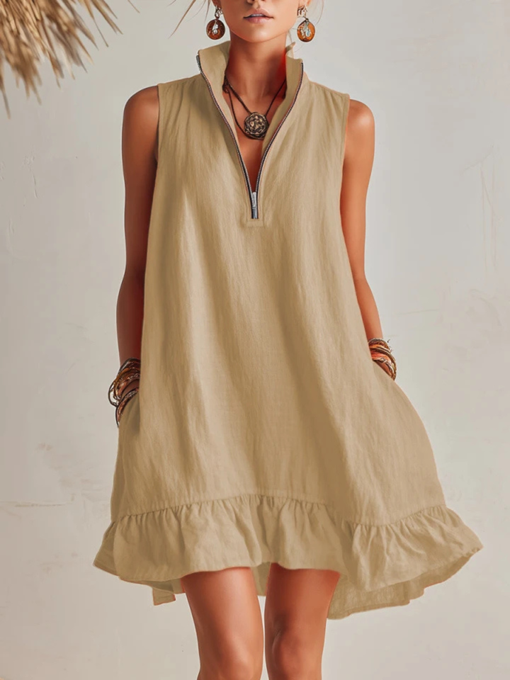 Leona Sunshine Yellow Sleeveless Ruffle Mini Dress