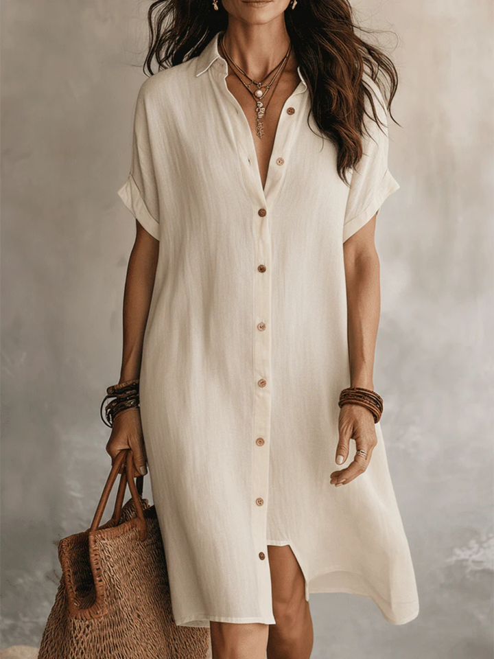 Freya White Button-Front Mini Dress
