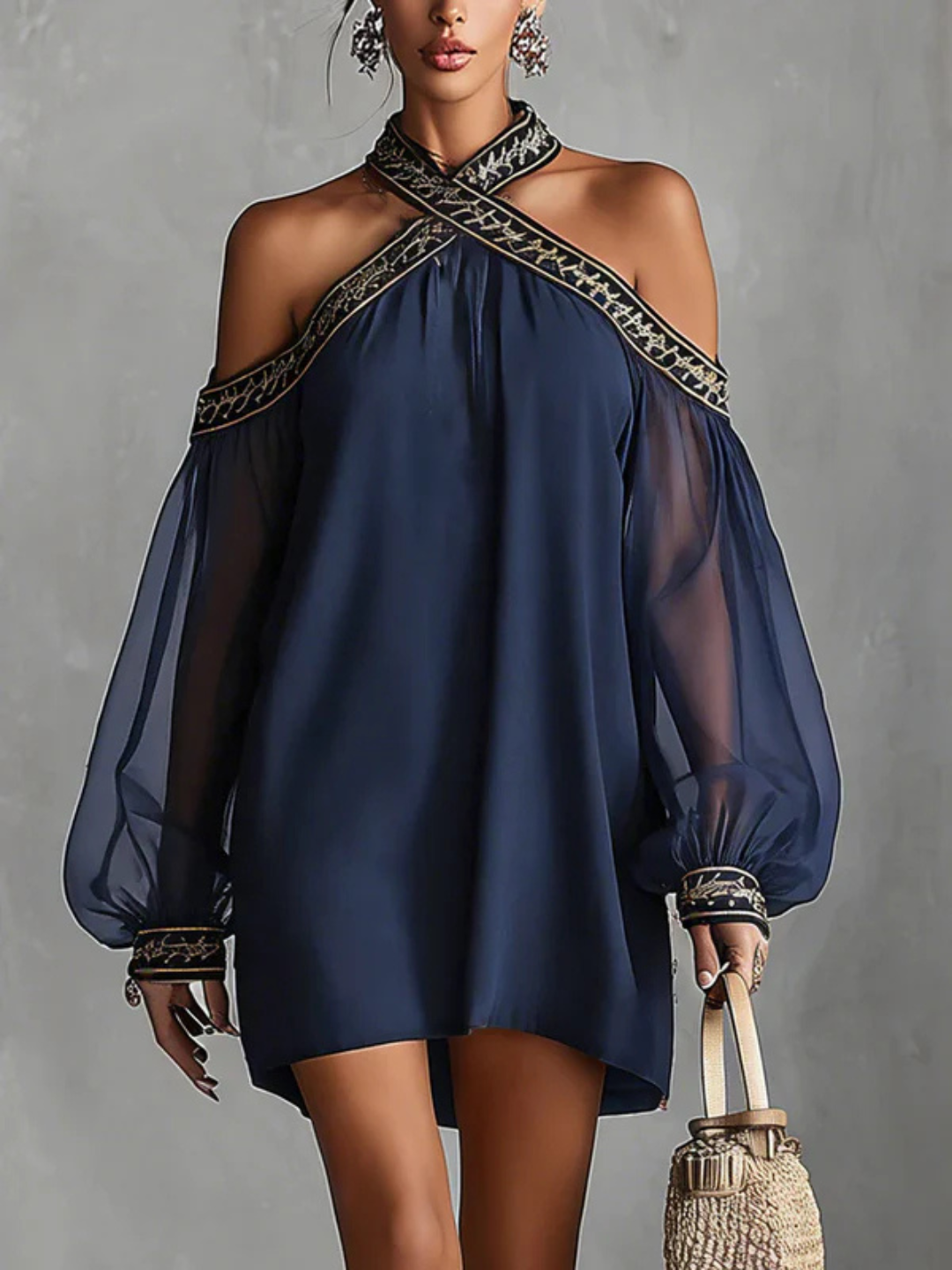 Leona Black Ombre Off-Shoulder Mini Dress