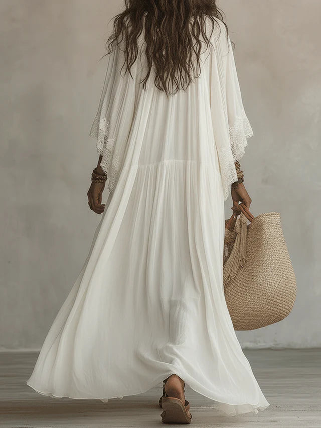 Solene White Lace Maxi Dress