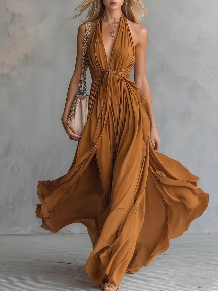 Nerina White Halter Maxi Dress
