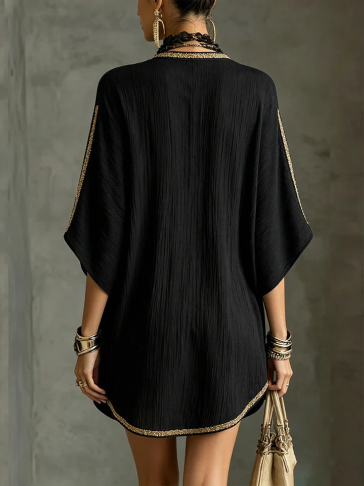Estella Black Relaxed Tunic Cover-Up Dress