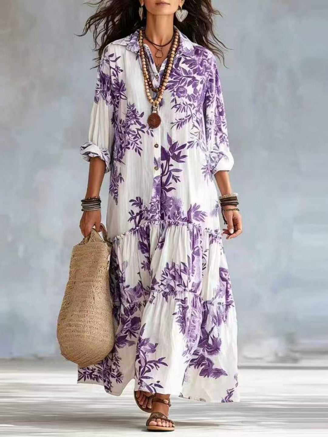 Chiara Blue Floral Shirt Dress