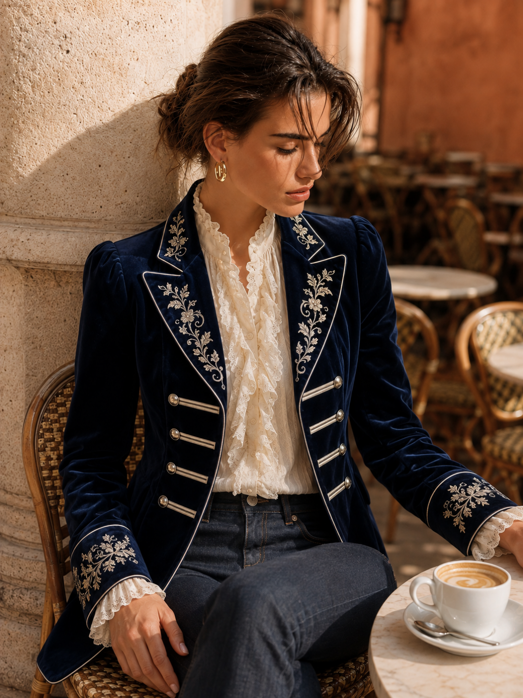 Verona Embroidered Velvet-Look Jacket