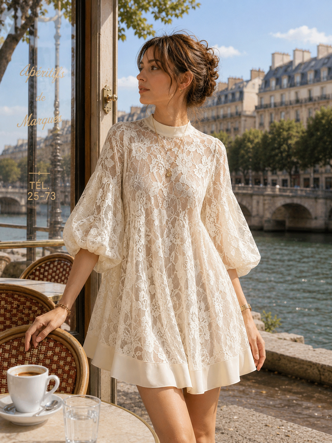 24-Hour-Shipping Bianca Chocolate Lace Poncho Cover-Up Dress