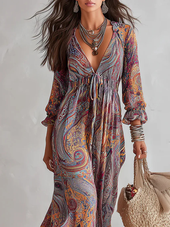 Capri Paisley Button-Front Maxi Dress