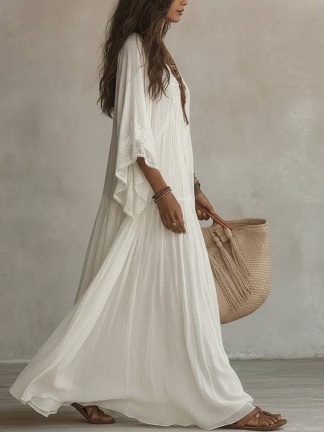 Solene White Lace Maxi Dress