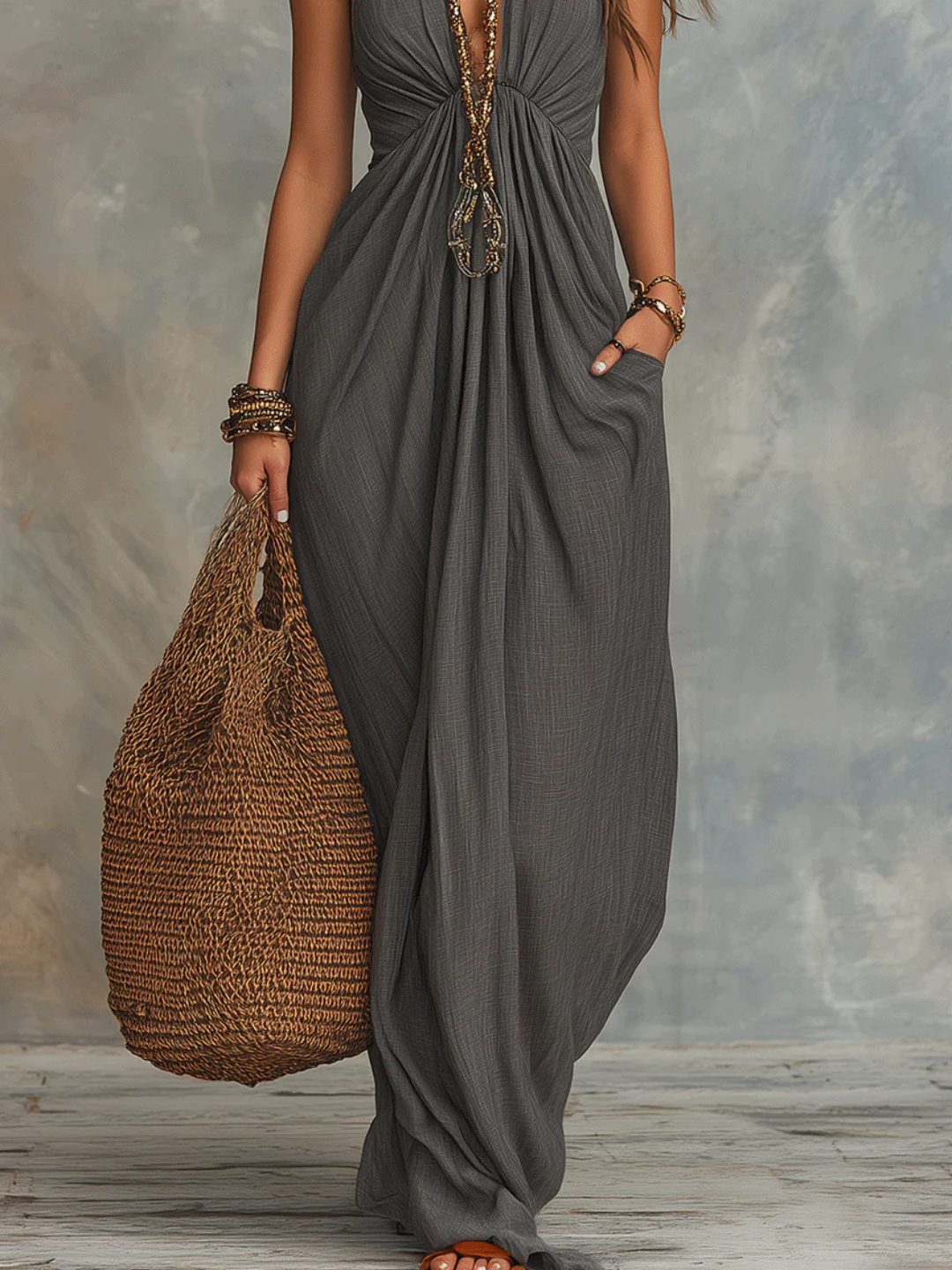Elena Charcoal Halter Jumpsuit