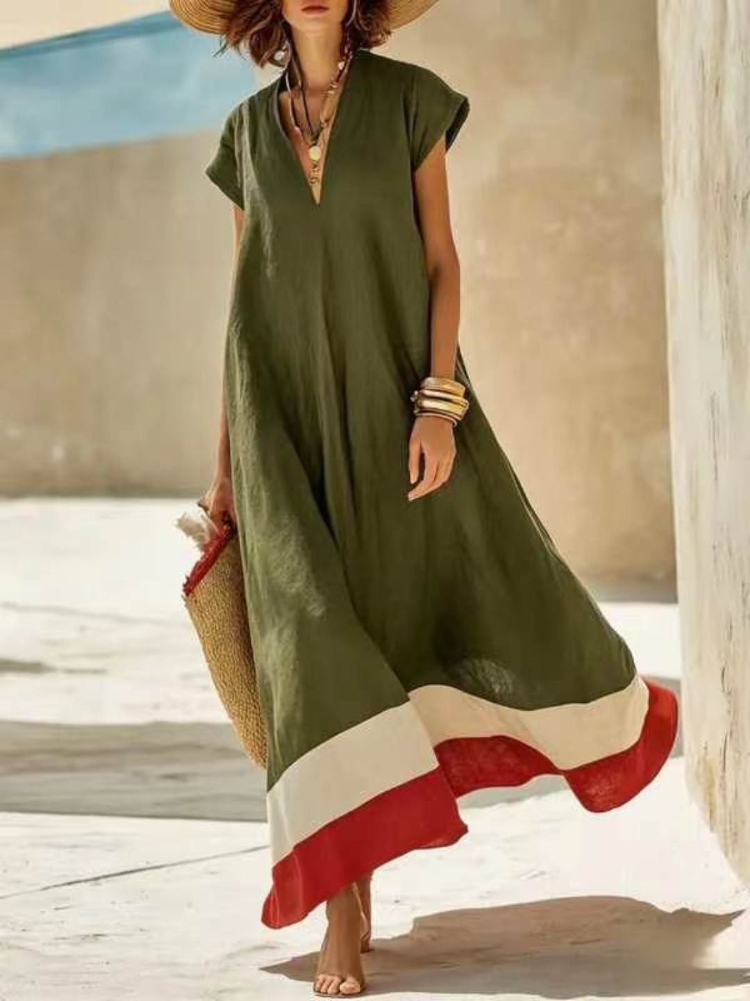 Noemi Burgundy Contrast Hem Kaftan Dress