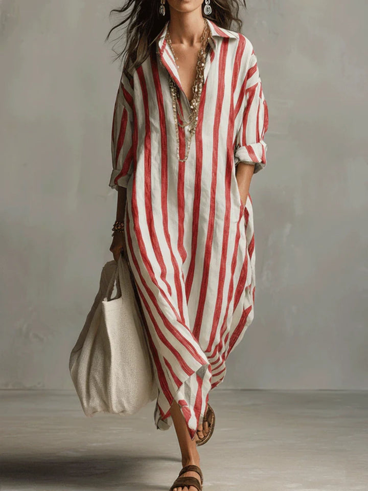 Rhea Multi Stripe Relaxed Shirt Dress