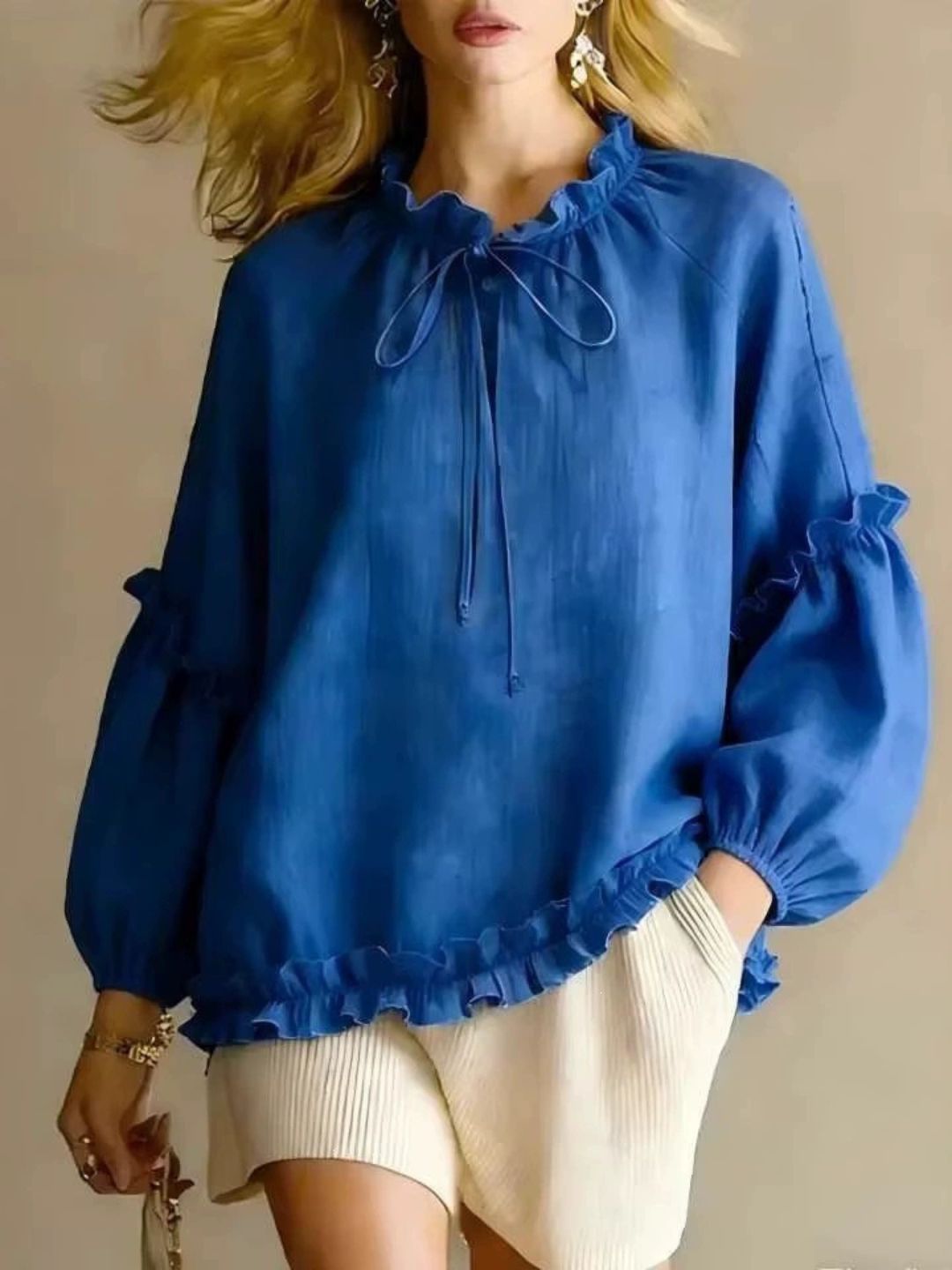 Isla White Ruffle Hem Resort Blouse