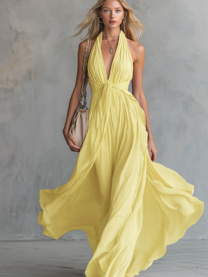 Nerina White Halter Maxi Dress