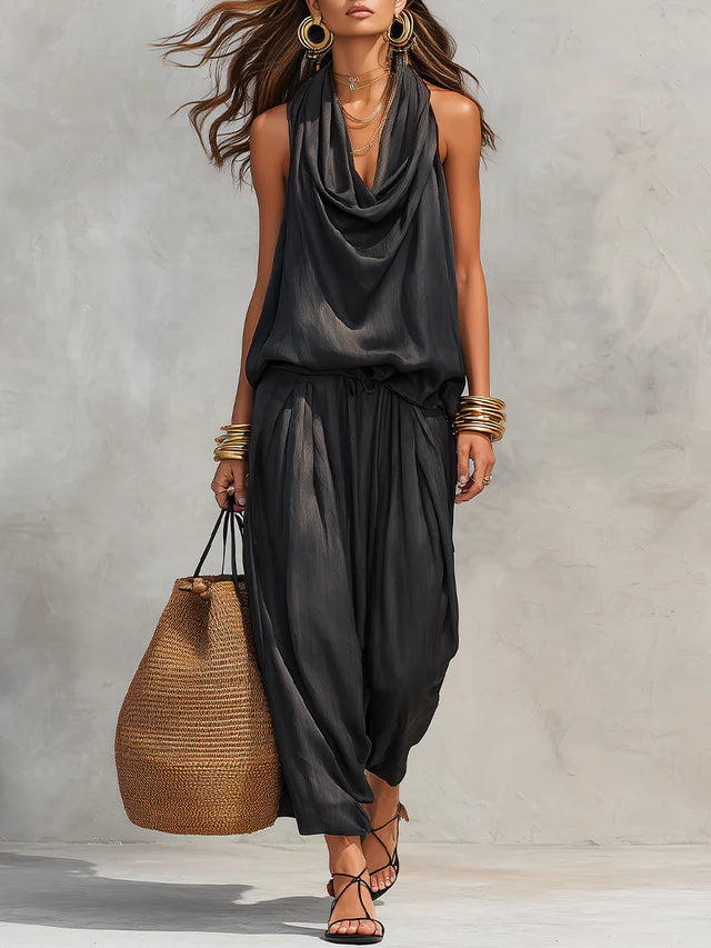Amalfi Black Halter Pants Set