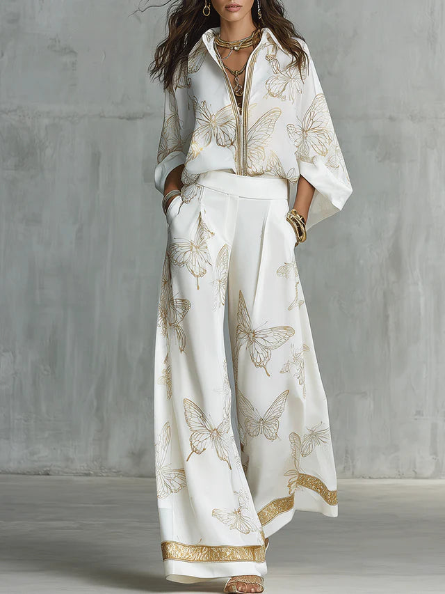 Serena Ivory Embroidered Kaftan Set