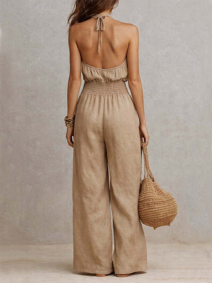Dahlia Beige Sleeveless Pants Set