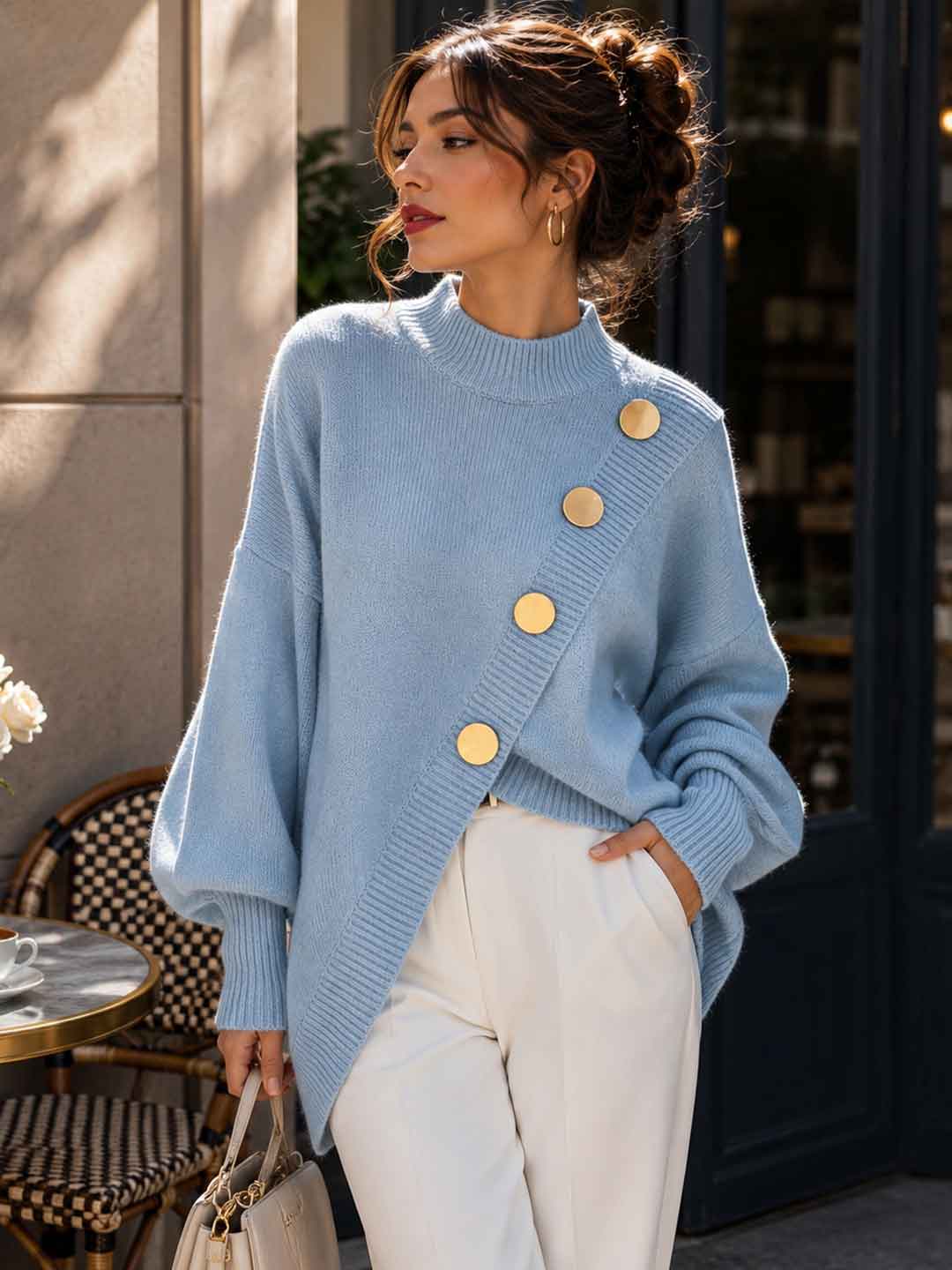 Celeste Buttoned Cape Sweater