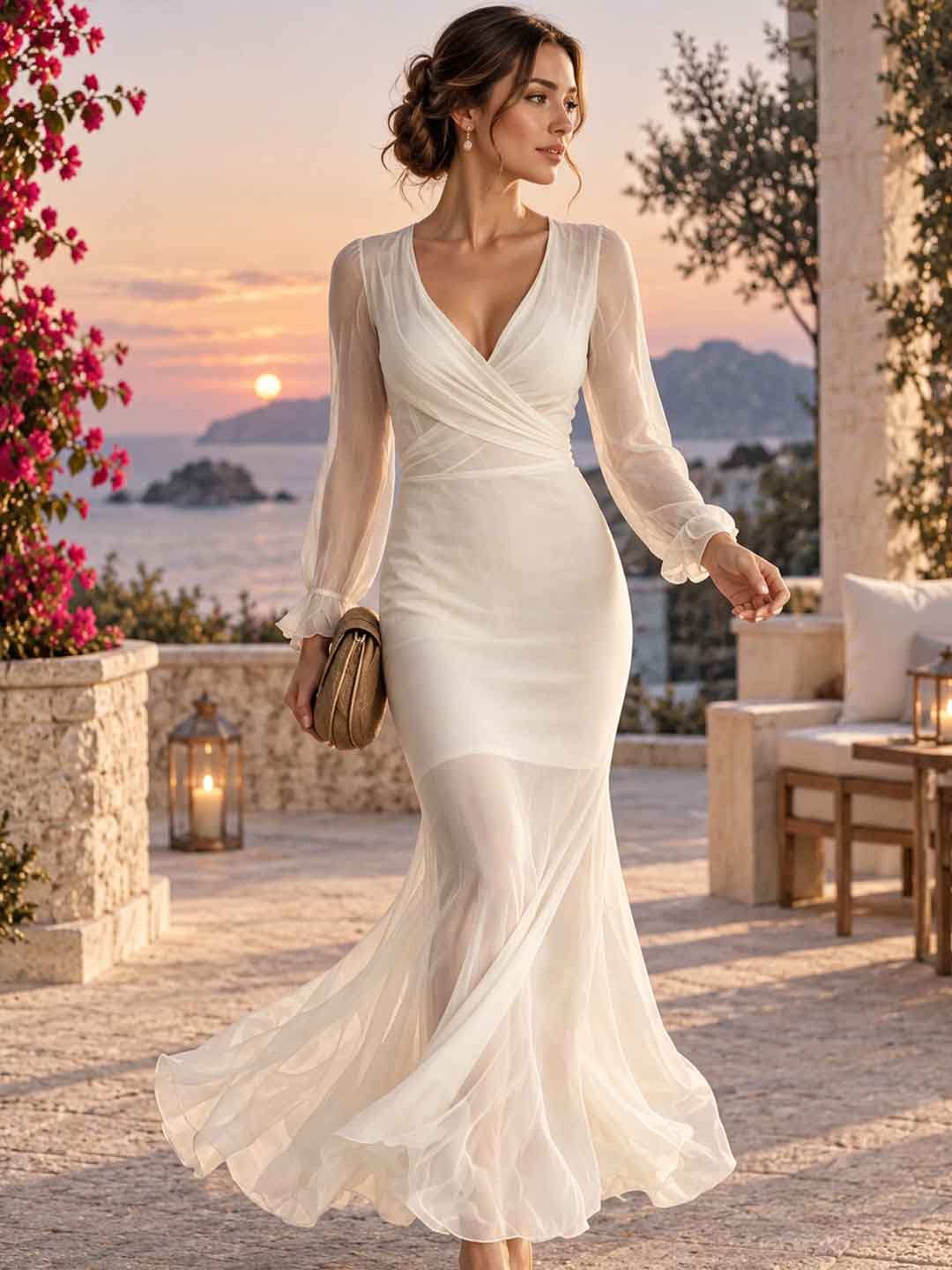 Valeria Ruched Mermaid Maxi Dress - Burgundy
