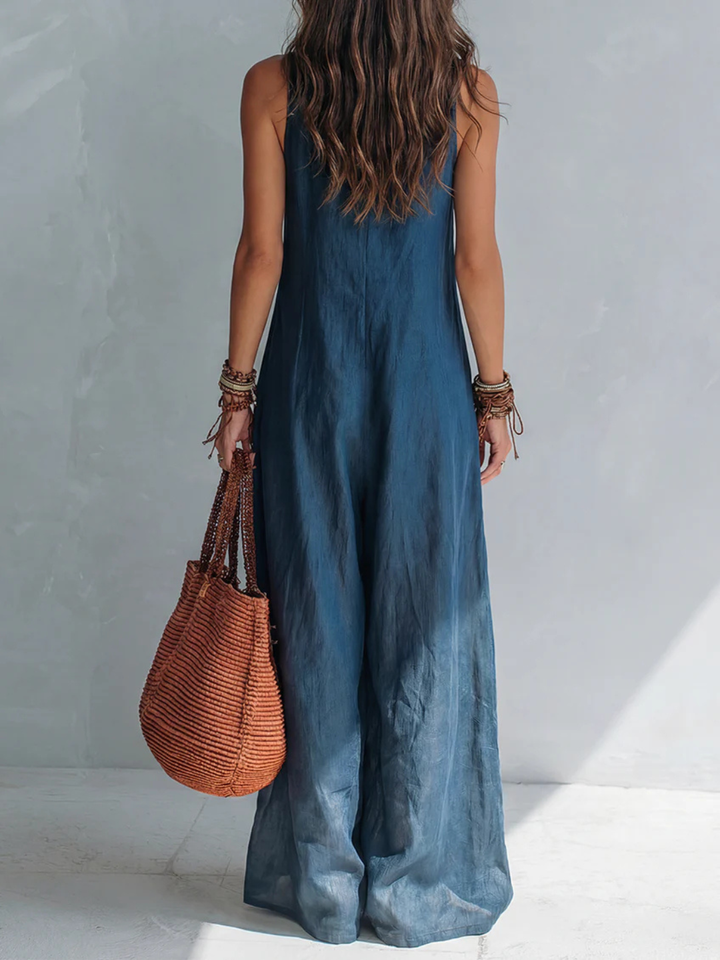 Carmen Bohemian style Wide leg Jumpsuit With Practical Pockets - Ivory