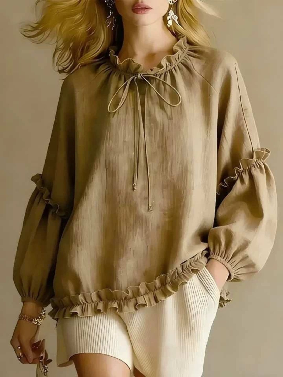 Isla White Ruffle Hem Resort Blouse