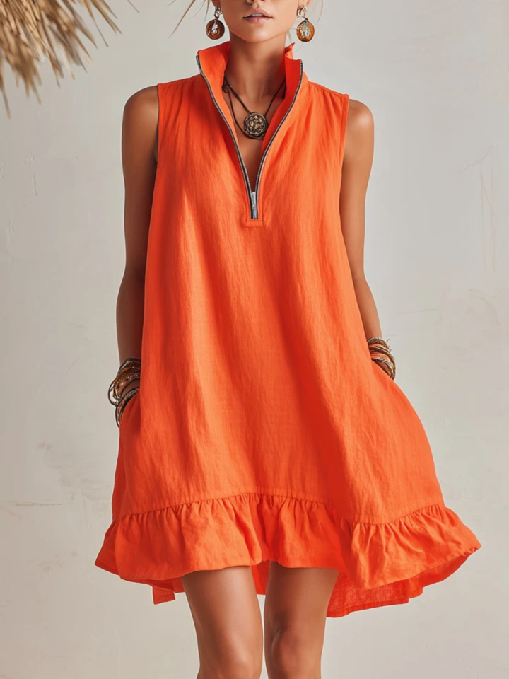 Leona Sunshine Yellow Sleeveless Ruffle Mini Dress