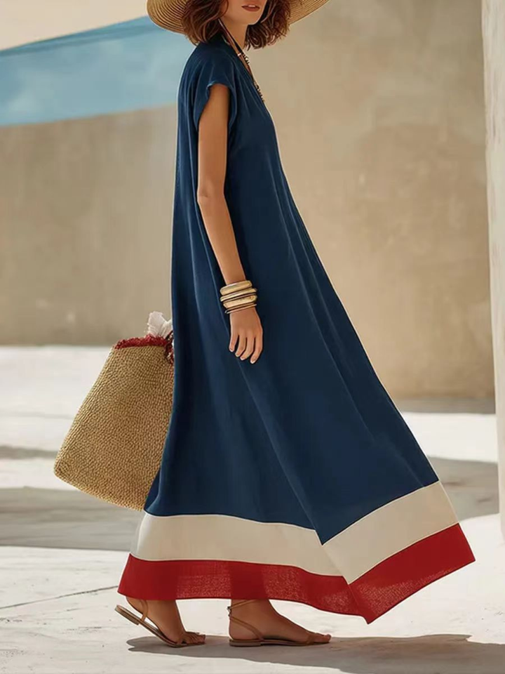 Noemi Burgundy Contrast Hem Kaftan Dress