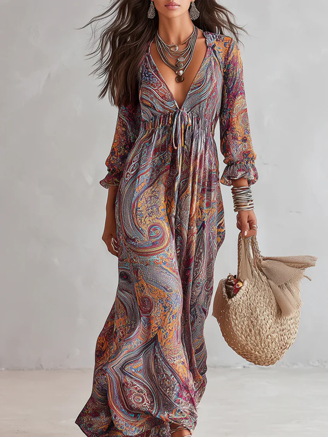 Capri Paisley Button-Front Maxi Dress