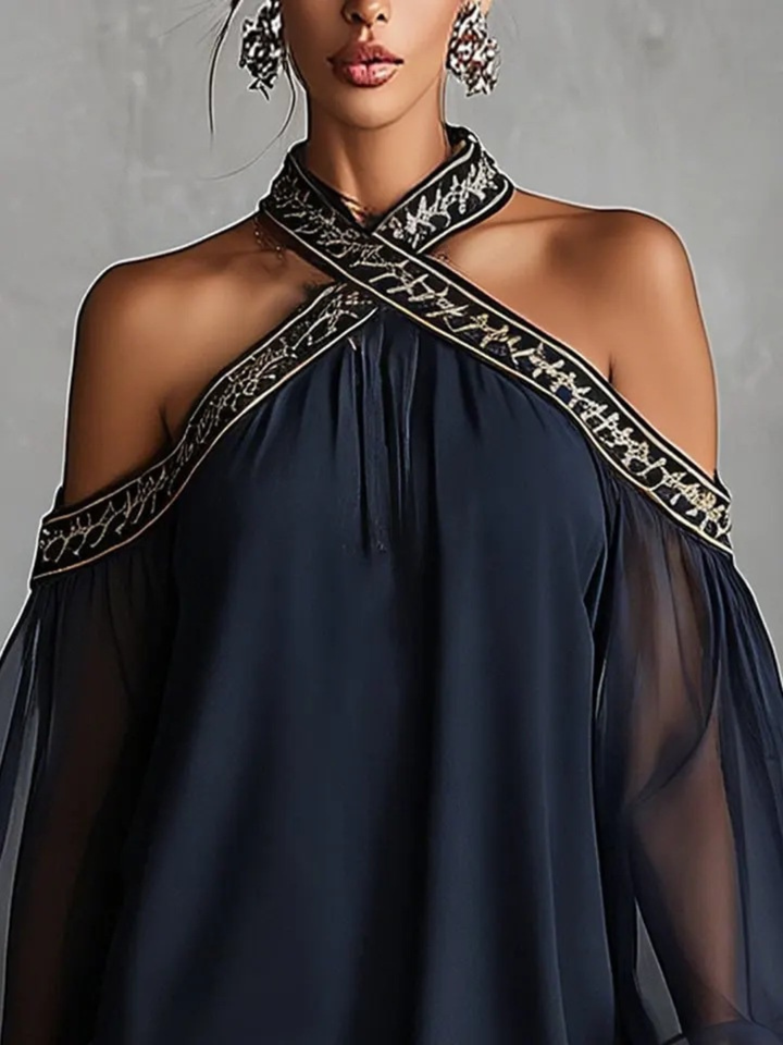 Leona Black Ombre Off-Shoulder Mini Dress