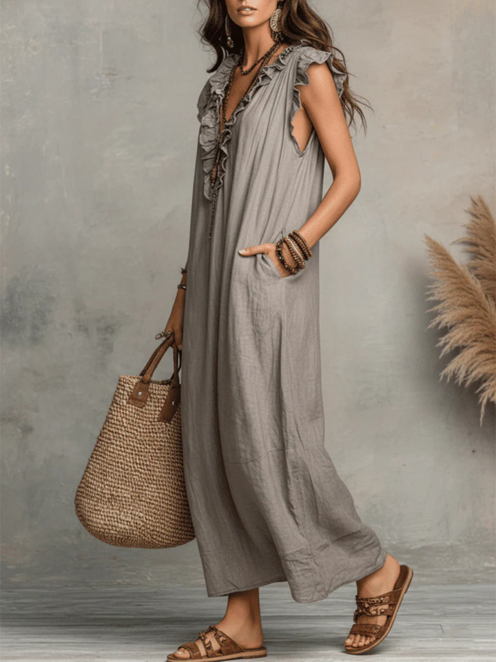 Isla Grey Sleeveless Midi Dress