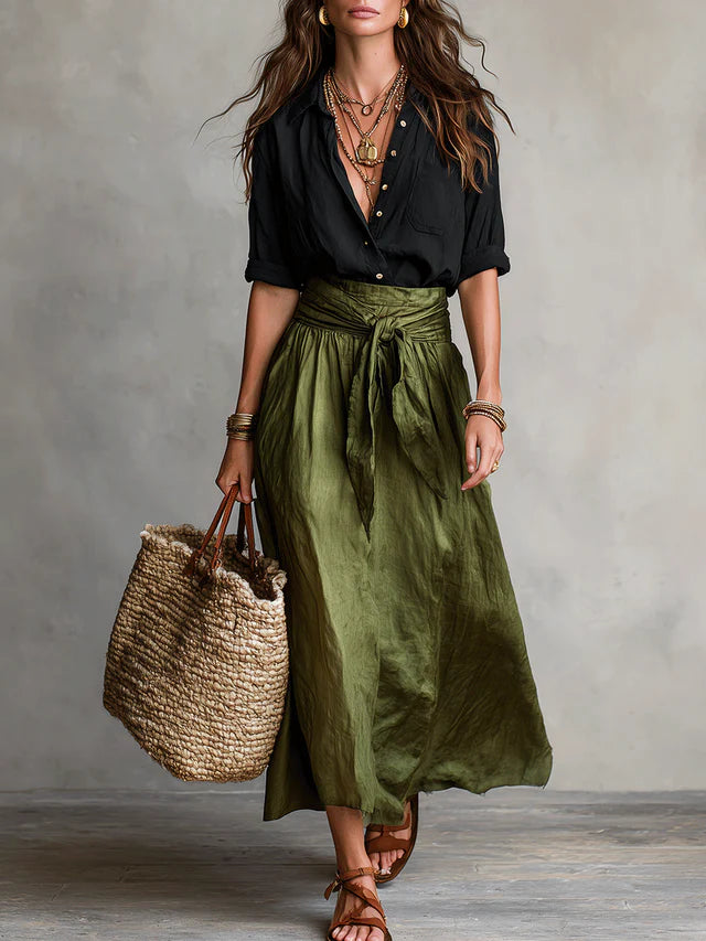 Zinnia Black Olive Resort Skirt Set