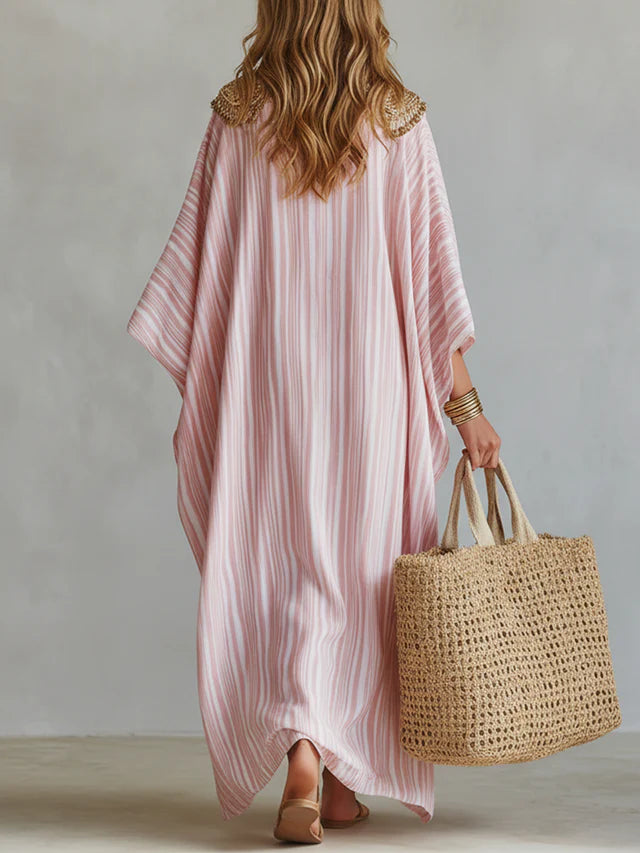Ariella Pink Stripe Relaxed Kaftan Dress