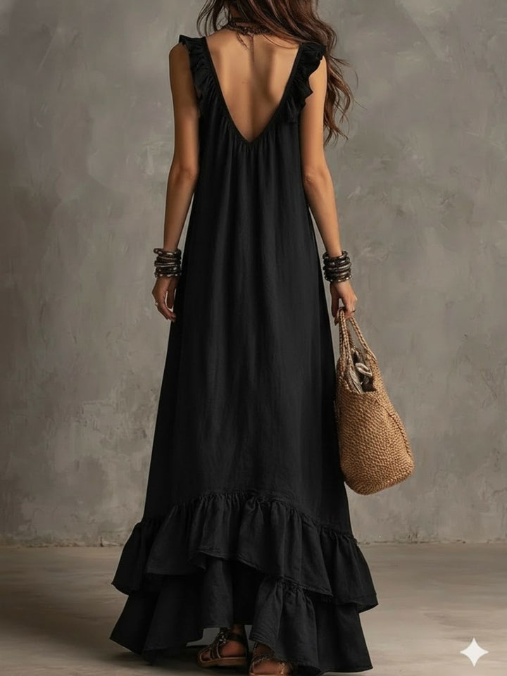 Alessia White Ruffle Maxi Dress