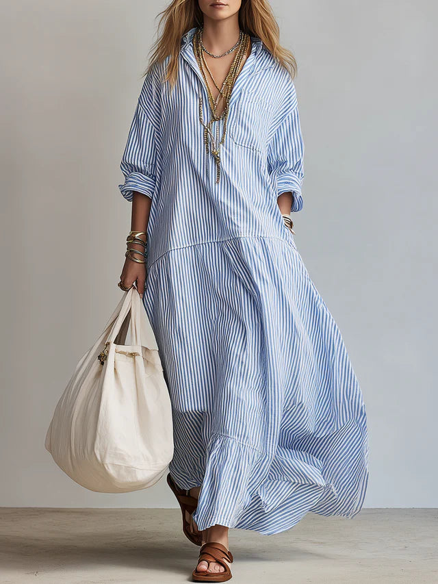 Chiara Sky Blue Shirt Maxi Dress