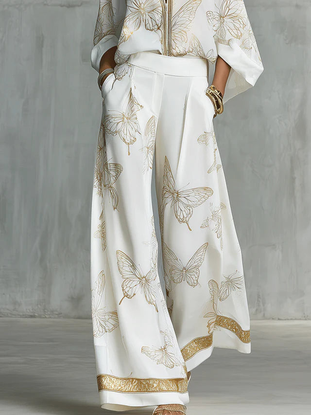 Serena Ivory Embroidered Kaftan Set