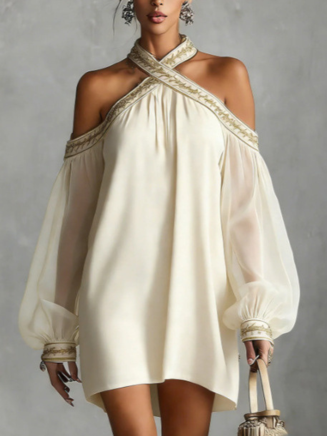Leona Black Ombre Off-Shoulder Mini Dress
