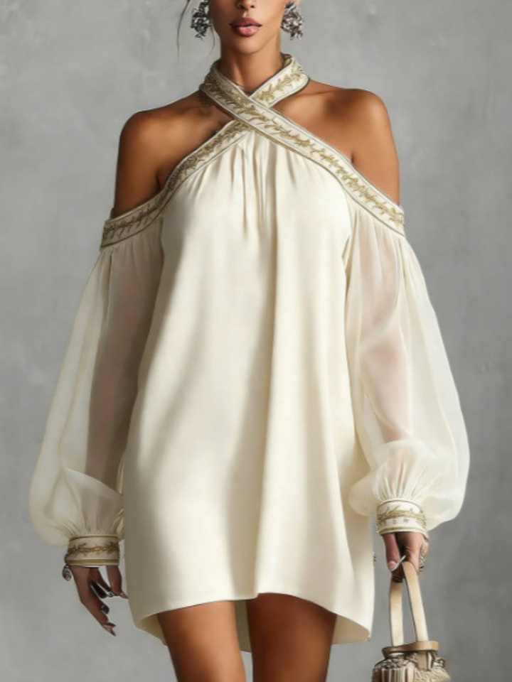 Leona Black Ombre Off-Shoulder Mini Dress