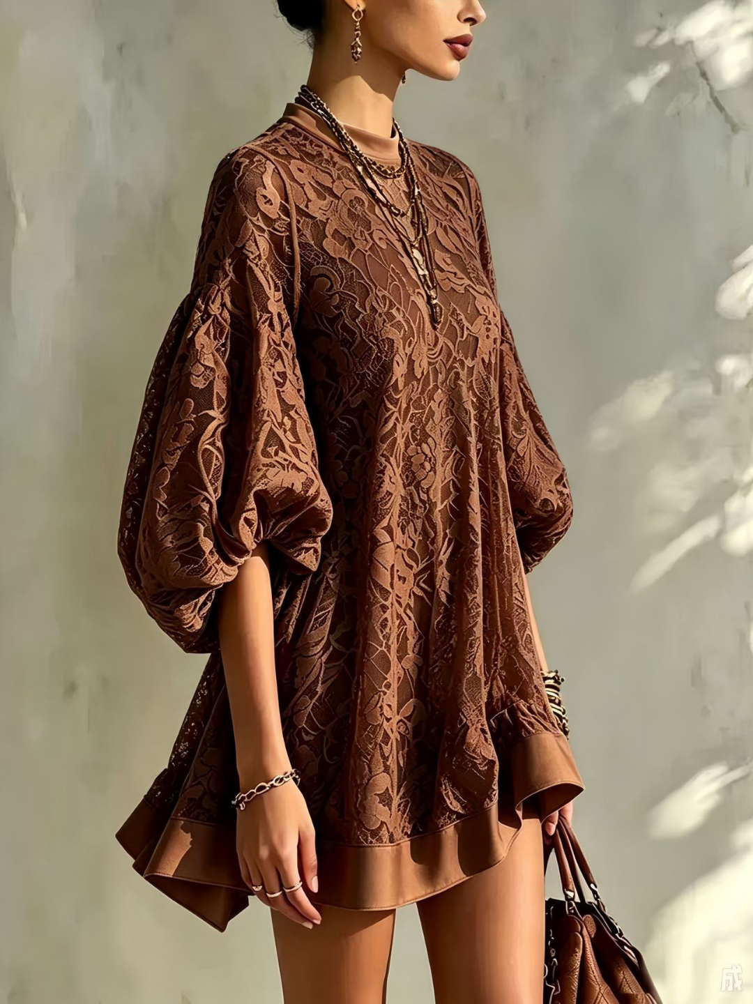24-Hour-Shipping Bianca Chocolate Lace Poncho Cover-Up Dress