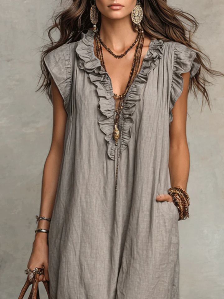 Isla Grey Sleeveless Midi Dress